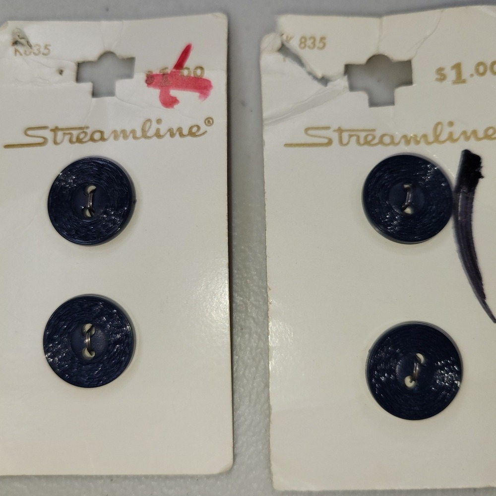 Vintage Streamline Buttons Lot 10 Cards ~ Navy White Aqua Brown Peach - Picture 5 of 8